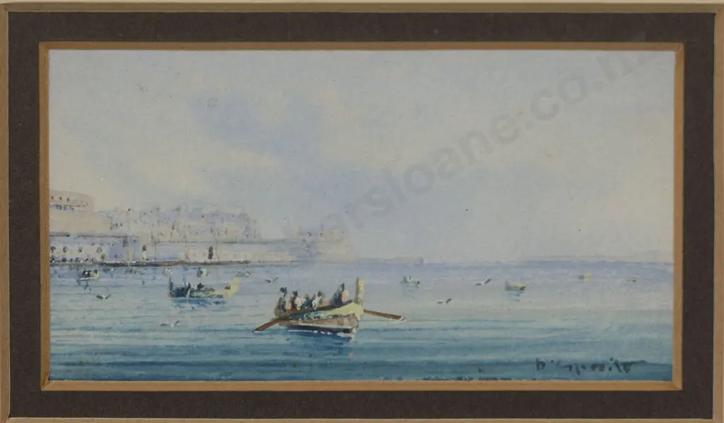 Neopolitan School - Boats in the Bay of Naples Image 1++