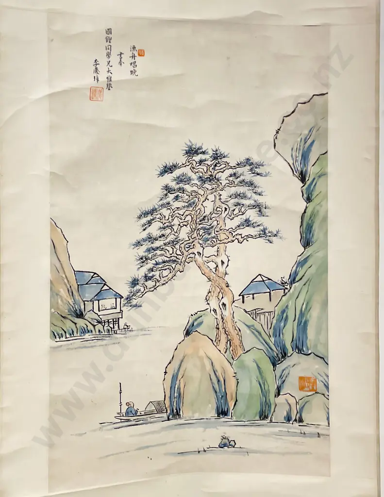 Traditional Chinese Scroll Painted with Kingfisher & Other Landscape (2) Image 1++