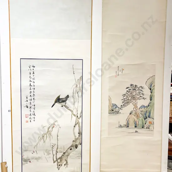 Traditional Chinese Scroll Painted with Kingfisher & Other Landscape (2)