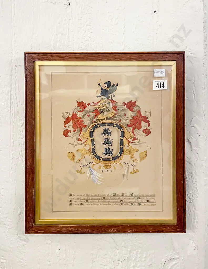Watercolour The Arms of The Ancient Family of de Wills Image 1++