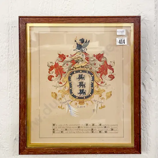 Watercolour The Arms of The Ancient Family of de Wills
