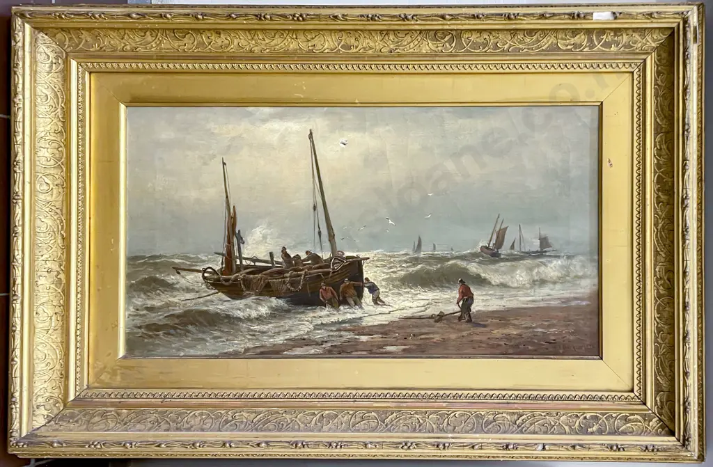 William Henry Borrow (1840-1905) - Hastings Fishing Boat Image 1++
