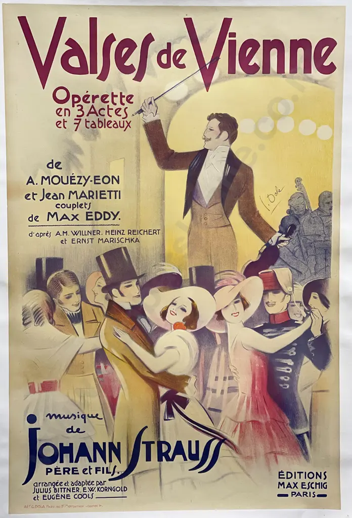 Vintage Parisan Poster 'Valses de Vienne' c.1934 Image 1++