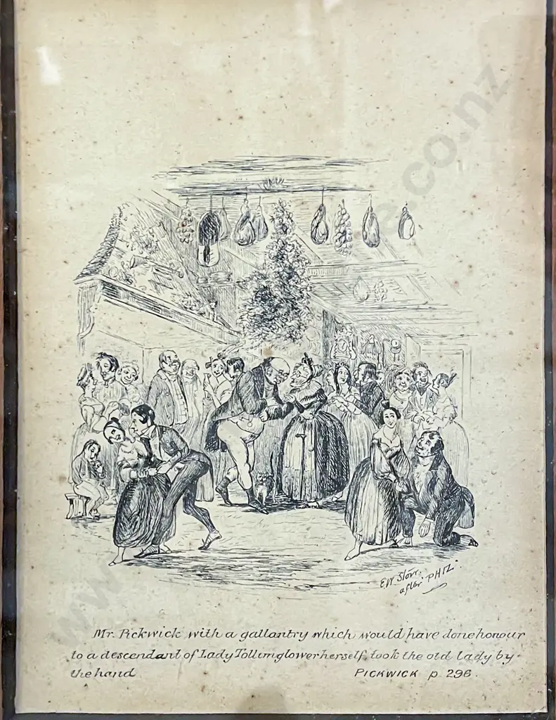 Twelve E W Stow After Phiz Monochrome Dickens Prints Image 1++