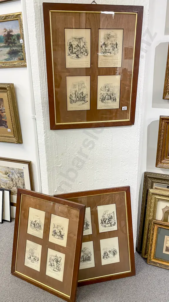 Twelve E W Stow After Phiz Monochrome Dickens Prints Image 1++