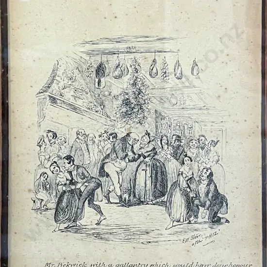 Twelve E W Stow After Phiz Monochrome Dickens Prints