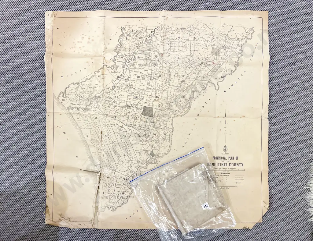 Map of Rangitikei County & Antique Parchment Indenture Image 1++