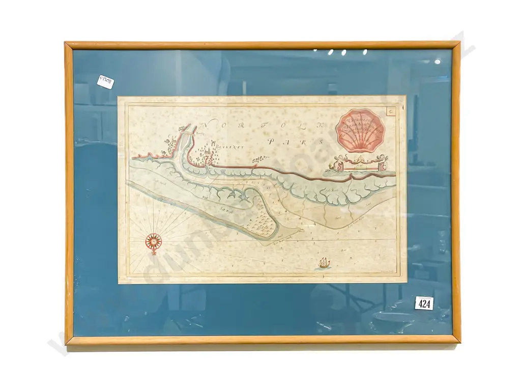 C18th Map of Norfolk by J Harris after Captain G Collins Image 1++