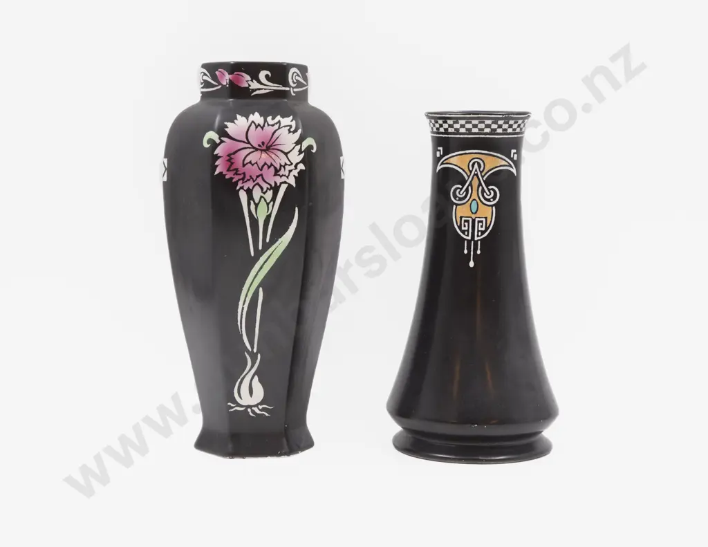 Shelley Carnation Vase with Other Art Deco Baluster Vase Image 1++