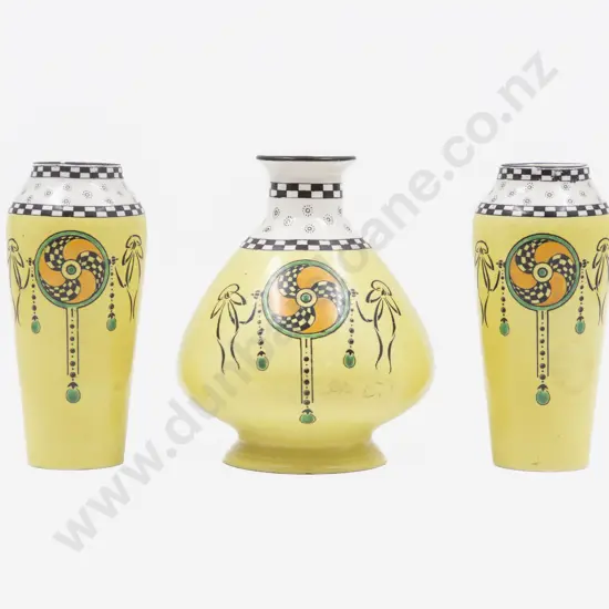 Three Shelley Art Deco Vases
