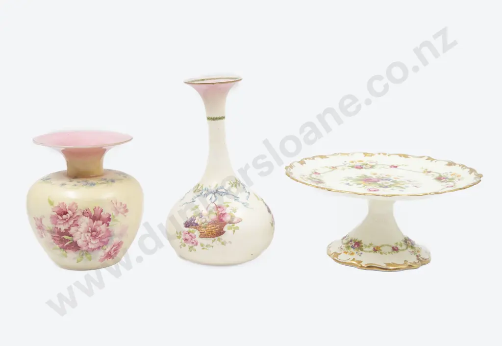 Two Shelley Vases and Cake Plate Image 1++