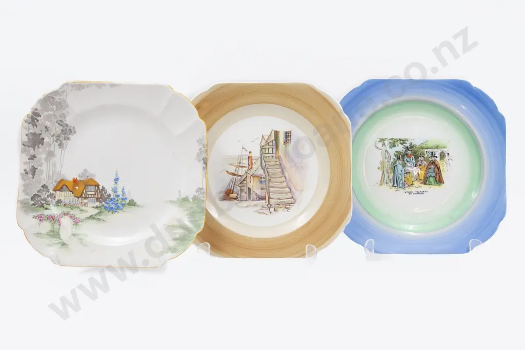 Six Various Shelley Cake Plates with Six Jam Dishes Image 1++