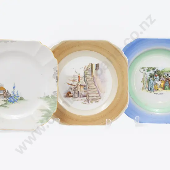 Six Various Shelley Cake Plates with Six Jam Dishes