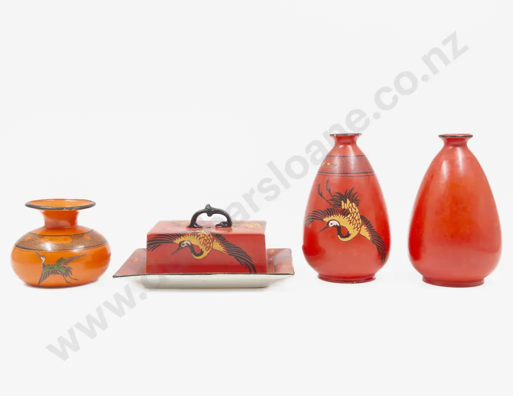 Shelley Crane Pattern Butter Dish with Three Others Image 1++