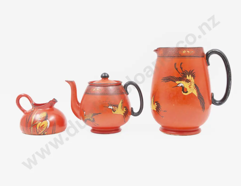 Shelley Crane Pattern Teapot & Two Others Image 1++