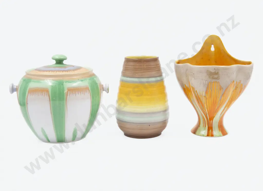 Shelley Dripware Wall Vase with Biscuit Barrel & Other Vase biscuit barrel missing handle Image 1++