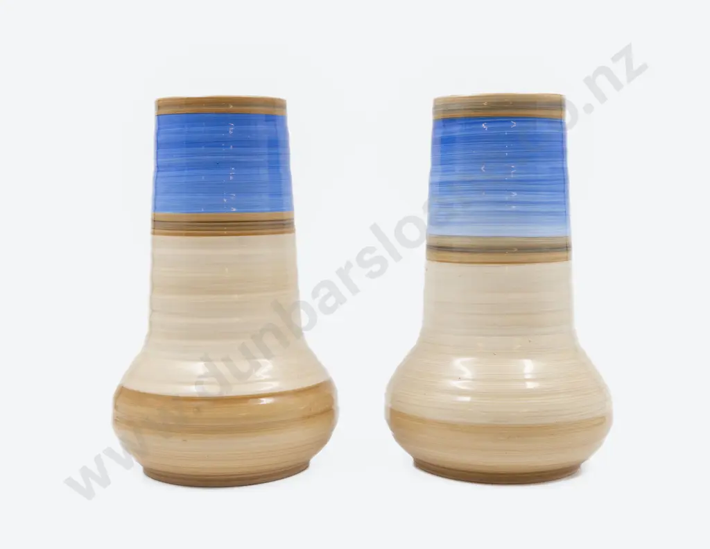 Pair of Shelly Banded Baluster Vases Image 1++