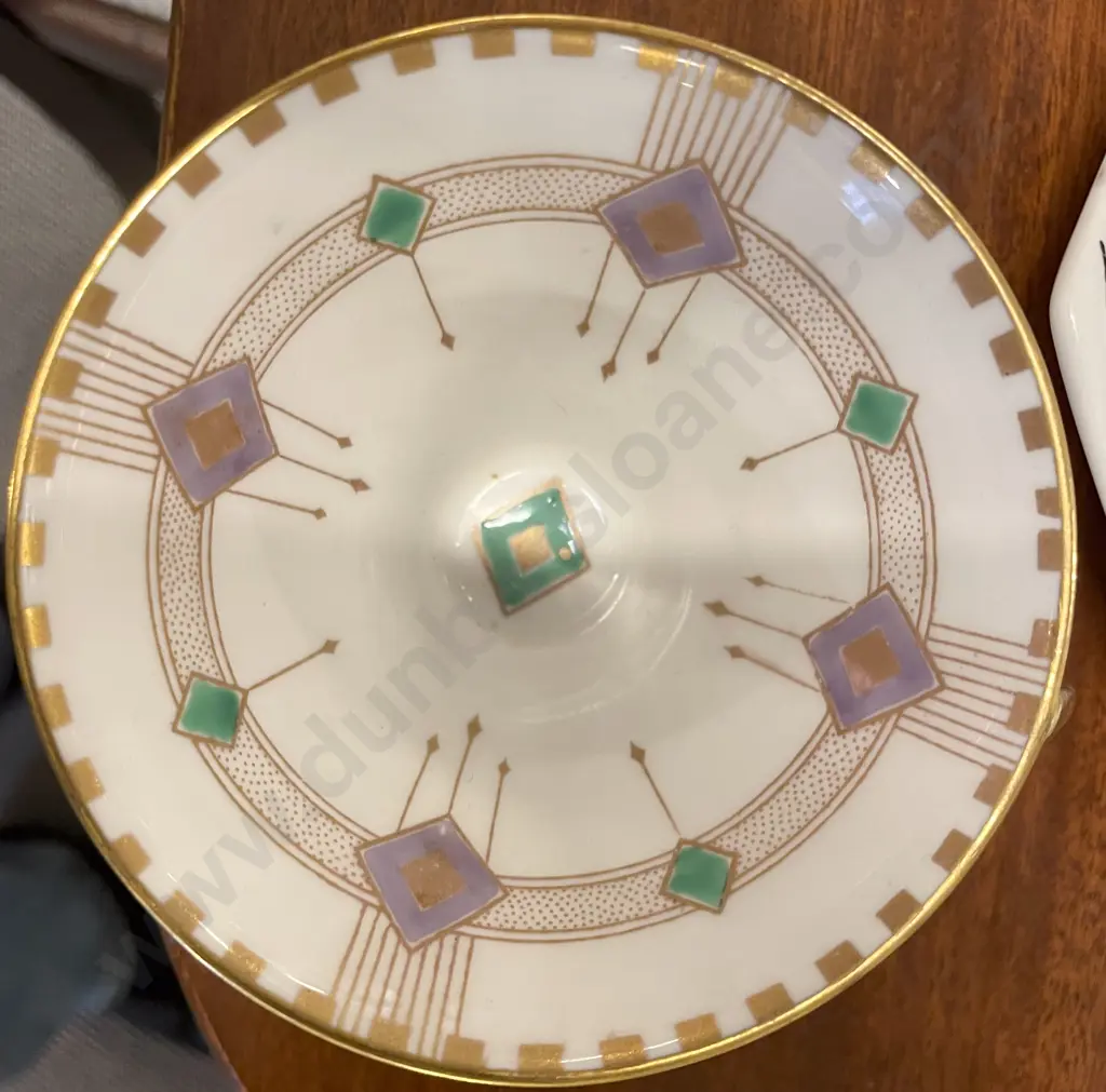 Two Shelley Art Deco Cup Saucer Plates Cake Plate Other & Stand Image 1++