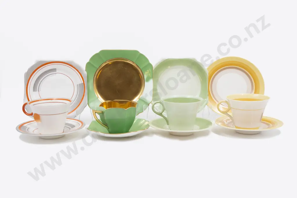 Four Art Deco Shelley Cup Saucer Plates Image 1++