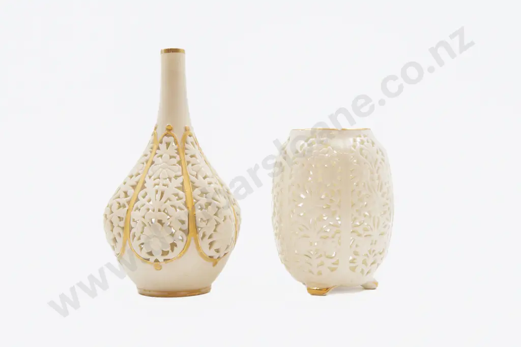 Two RW Grainger Reticulated Vases Image 1++