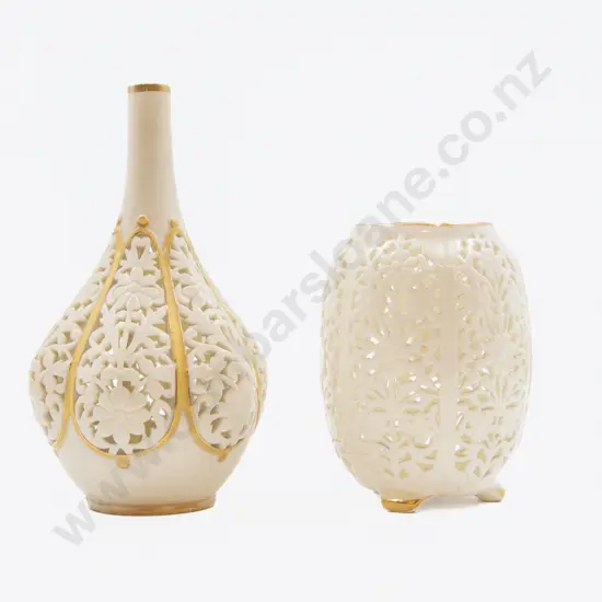 Two RW Grainger Reticulated Vases