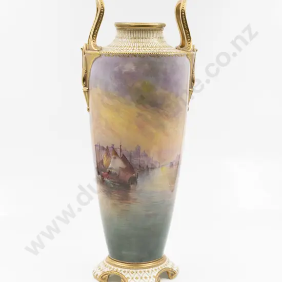 Royal Doulton Tall Tapering Mantel Vase with Rim/Neck Handles