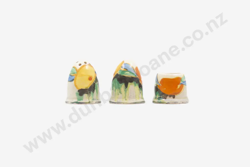 Clarice Cliff Bizarre 3pce Condiment Set Image 1++