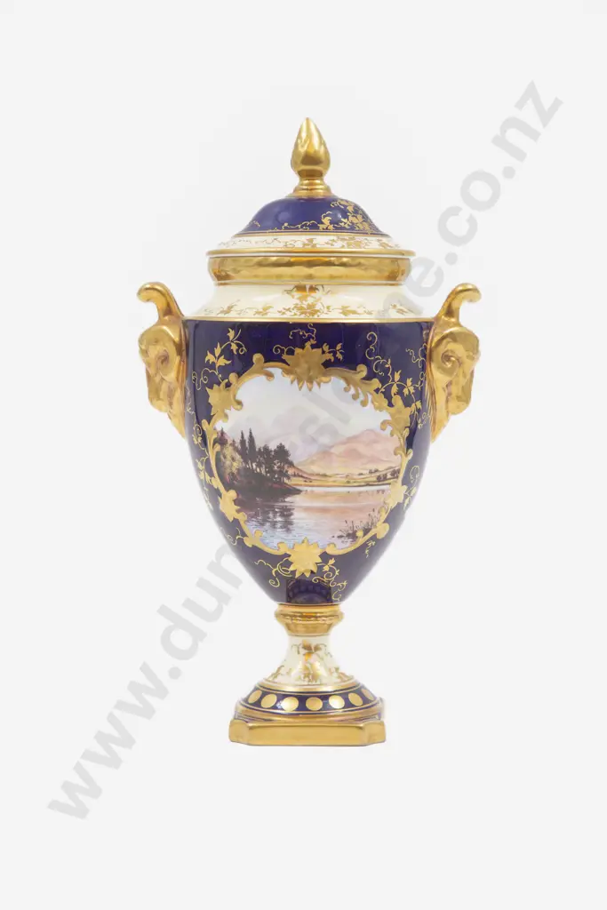 C20th Coalport Urn & Cover Image 1++