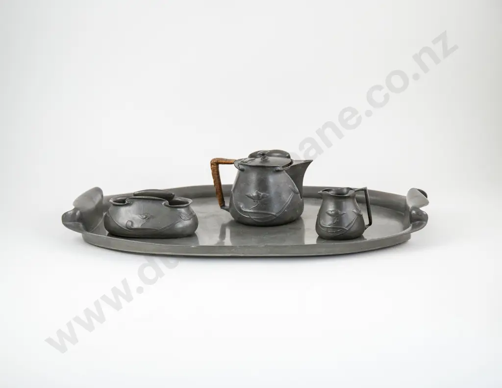Liberty & Co "Tudric" 4 Piece Pewter Teaset Image 1++