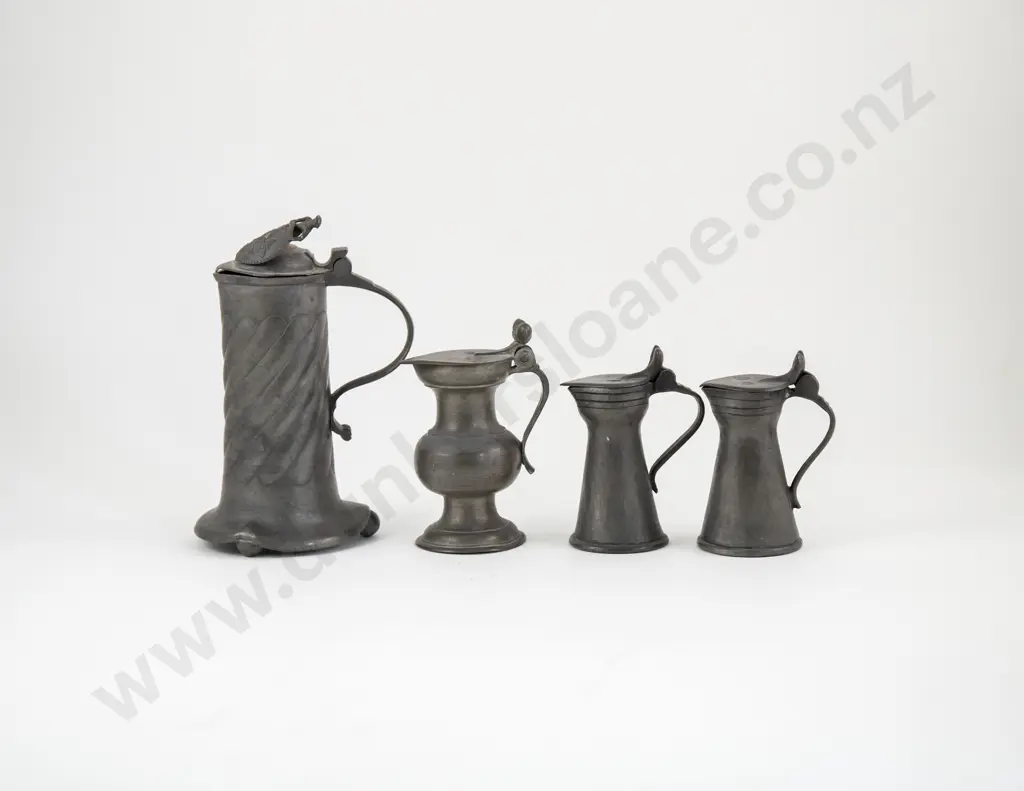 Pair Of Small Antique Pewter Jugs Image 1++