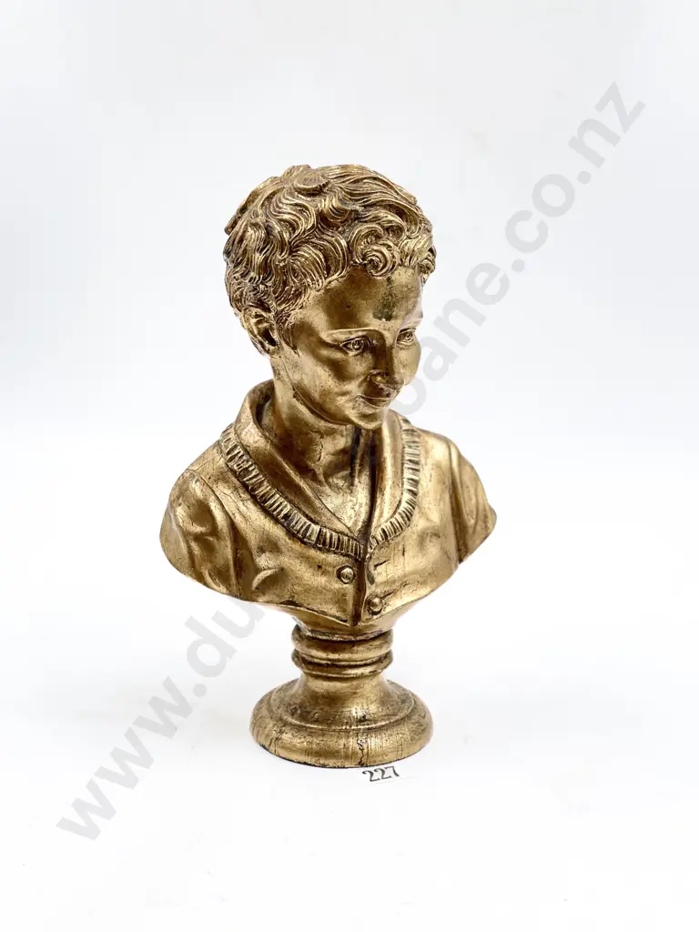 Gilded Plaster Bust Of A Young Boy Image 1++