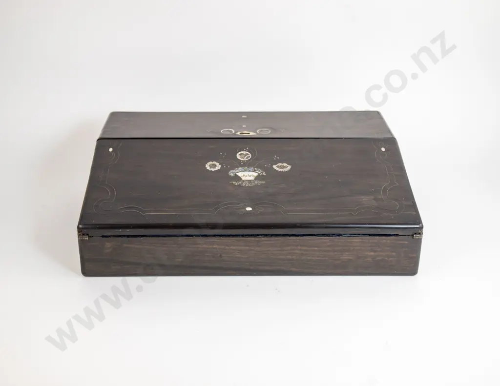 Attractive C19th Coromandel Wood Portable Writing Box By George Austin of Dublin Image 1++