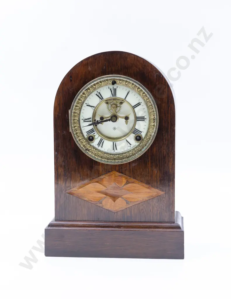 Late Vict Mahogany Mantel Clock Image 1++