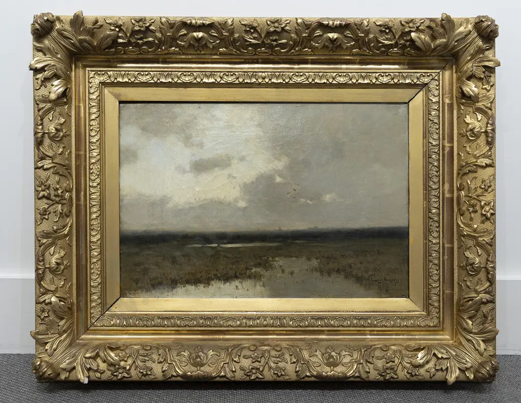 Cornelius Kuijpers (Dutch 1864 -1932) - Marshland at Dusk Image 1++