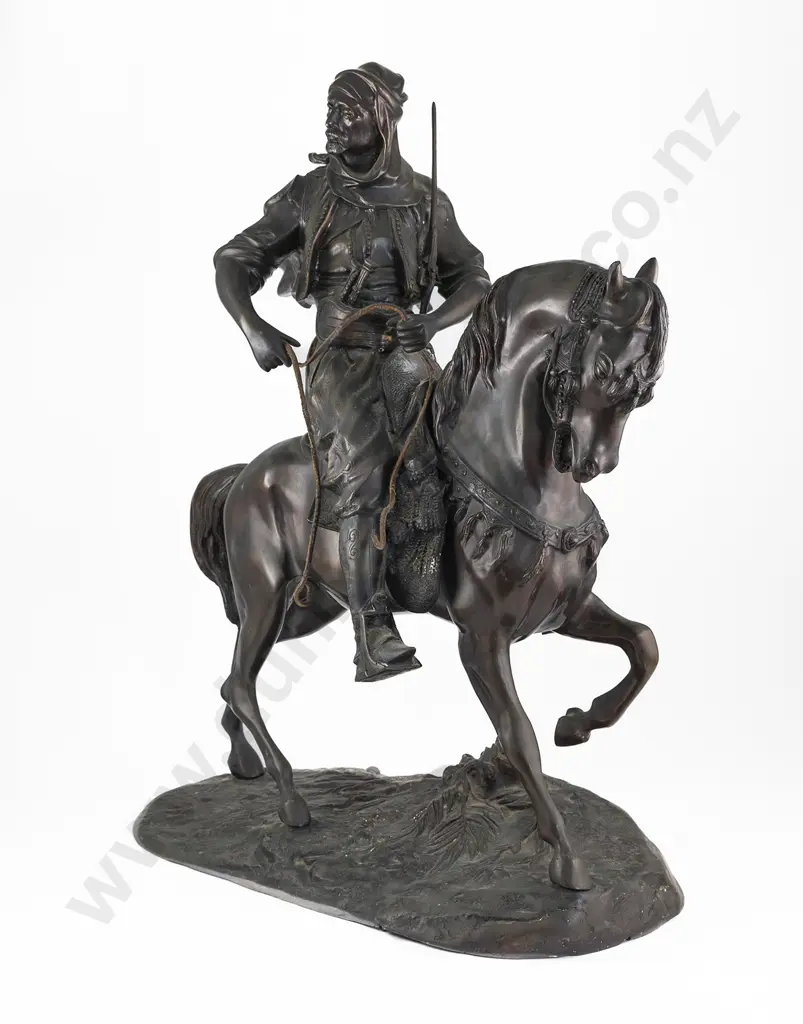 After Antoine-Louis Bayre - Bronze Of An Arab On Horseback Image 1++