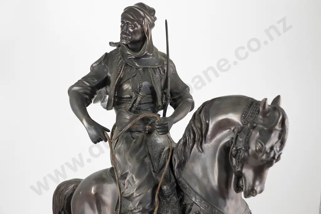 After Antoine-Louis Bayre - Bronze Of An Arab On Horseback Image 1++