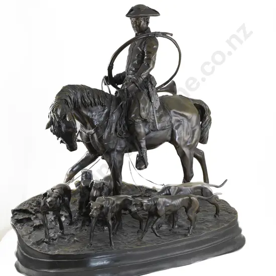 After Pierre Jules Mene, Large Bronze "The Huntsman" With Later Kauri Stand