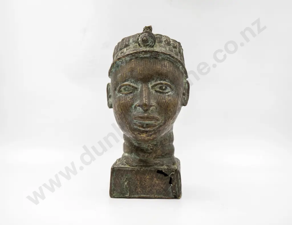 Decorative Benin Cast Bronze Head Image 1++
