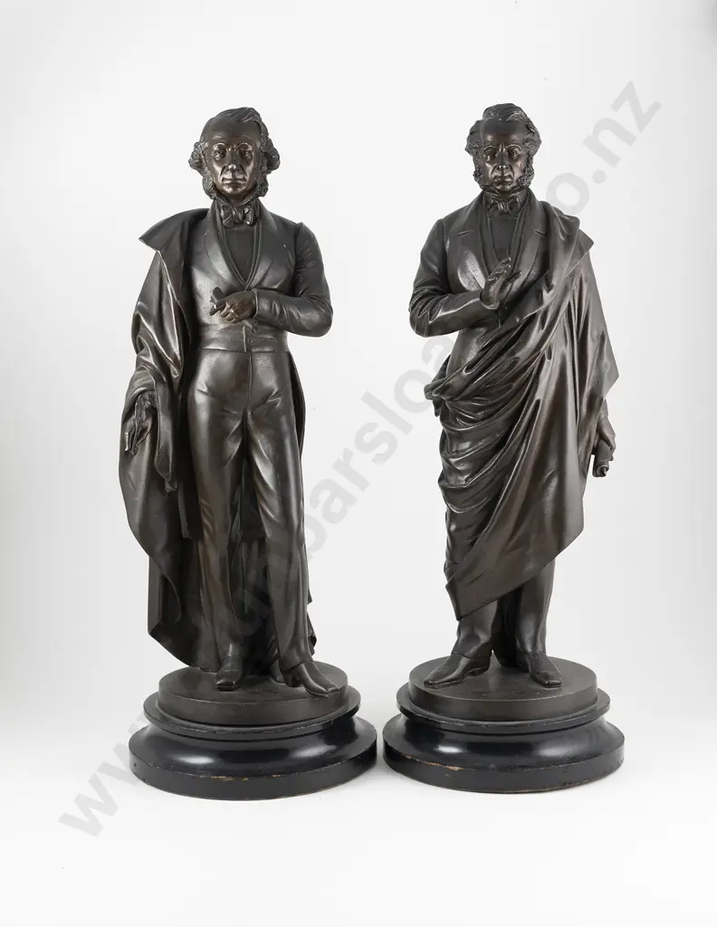 Pair Of Vict Bronzed Spelter Figures Of Disraeli & Gladstone Image 1++