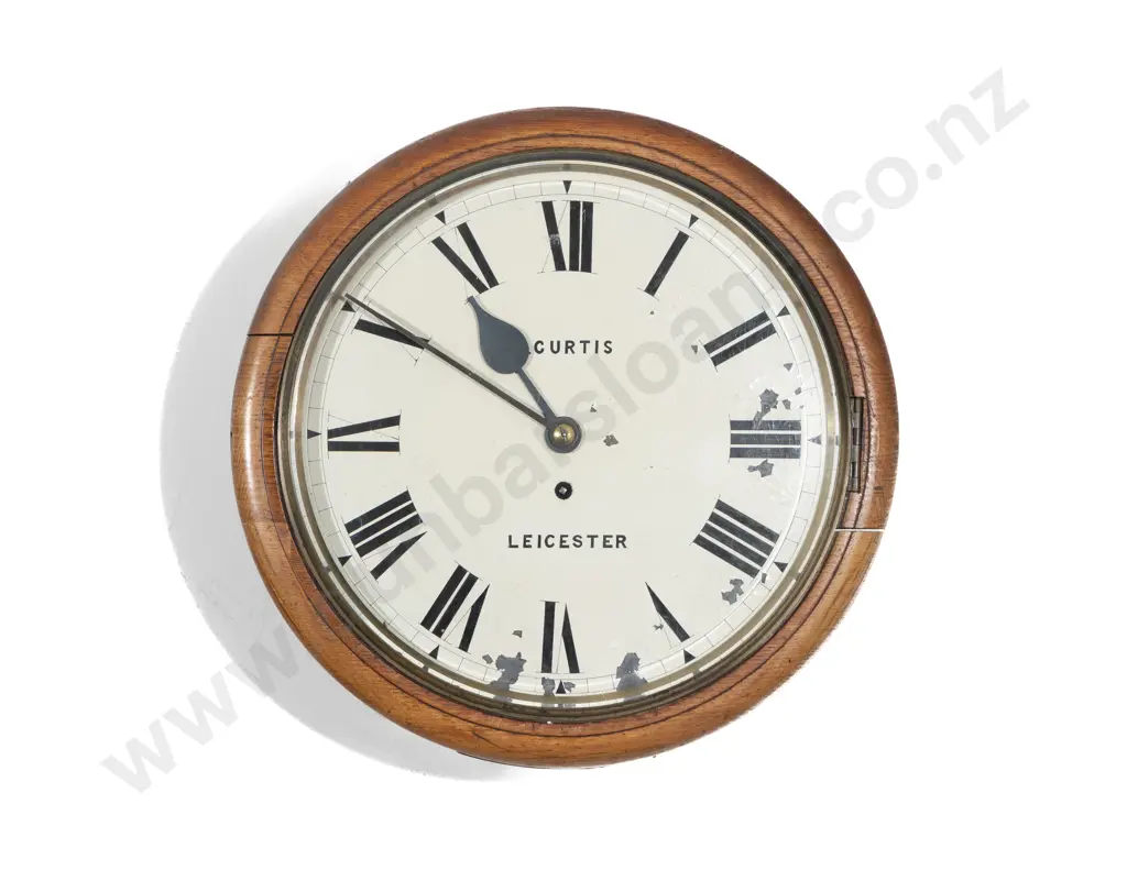 Vict Oak Circular Wall Clock by Curtis of Leicester Image 1++