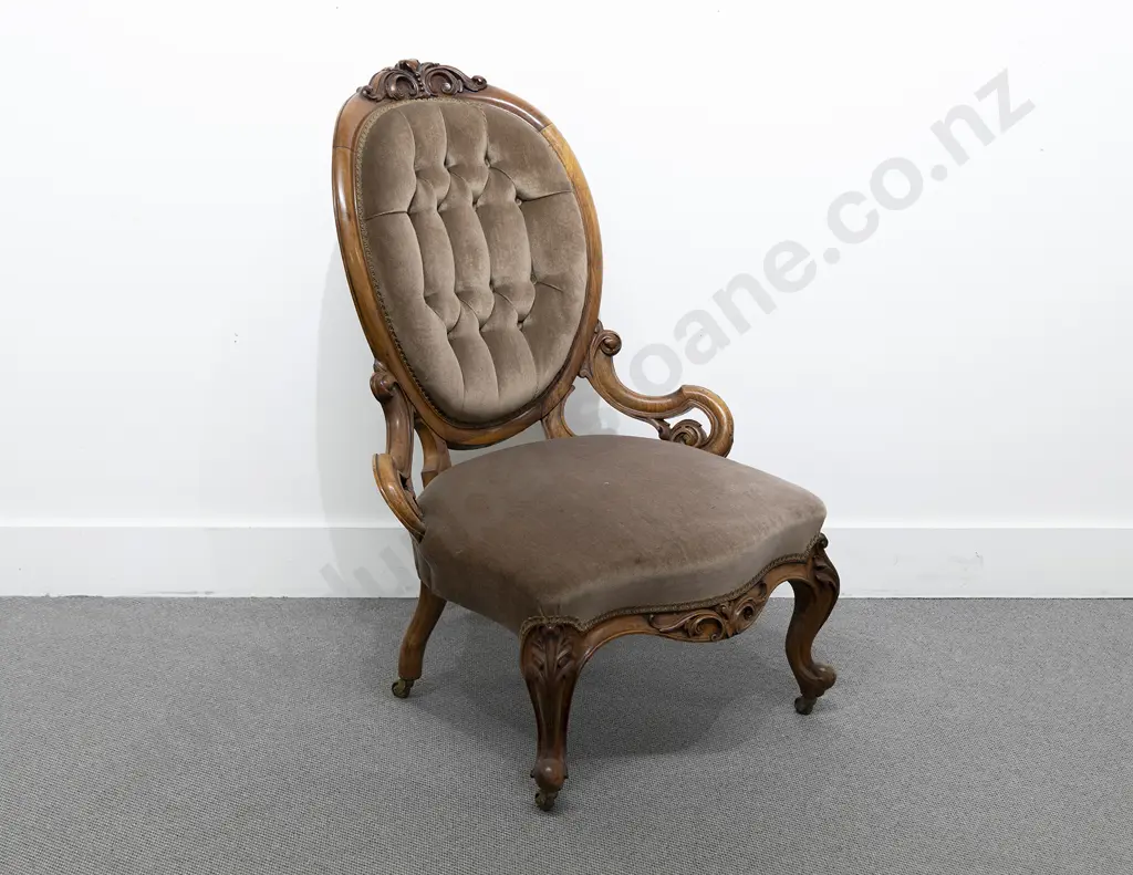 Vict Walnut Grandmother Chair Image 1++