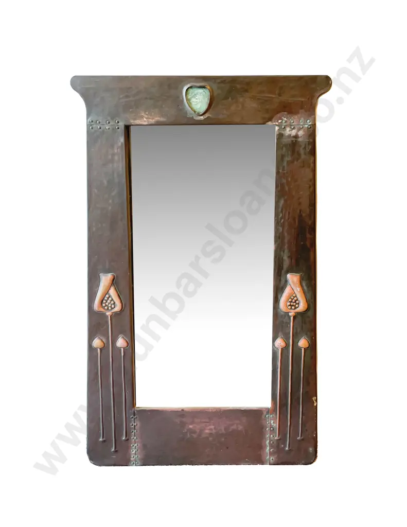 Arts & Crafts Copper Mirror Probably For Liberty & Co Image 1++