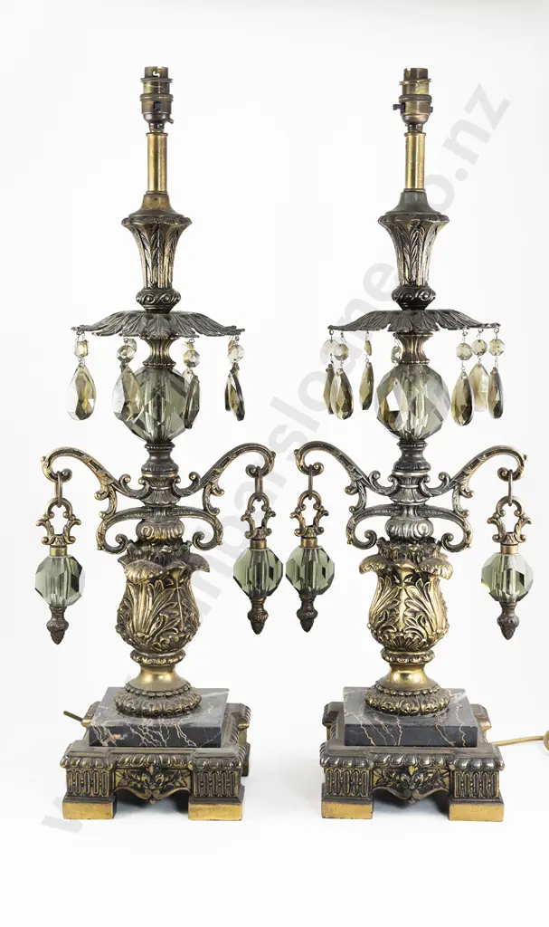 Pair Of Ornate Gilt Metal Lamps Image 1++