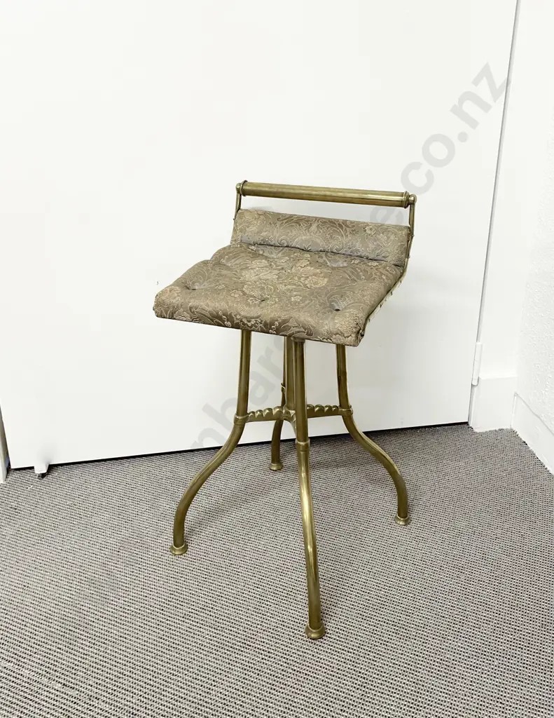 Late C19th Hares Patent Style Brass Revolving Music Stool Image 1++