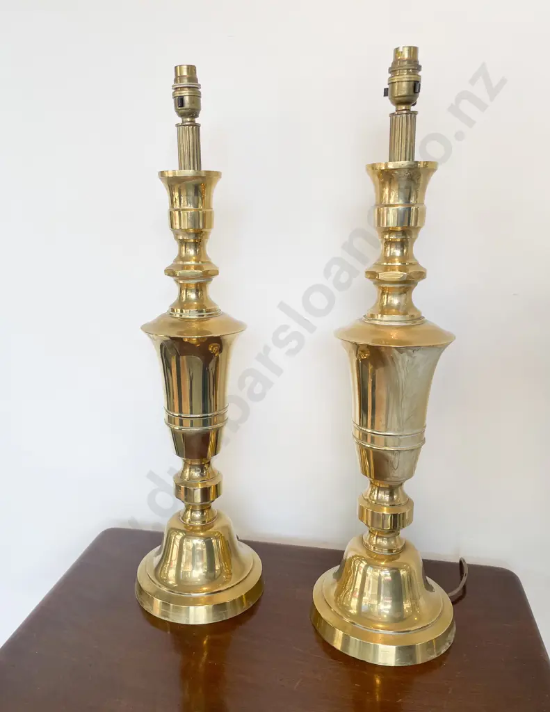 Pair Of Modern Brass Table Lamps Image 1++