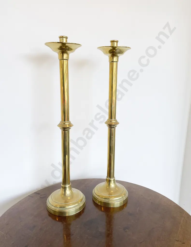 Pair Of Brass Ecclesiastical Altar Candlesticks Image 1++