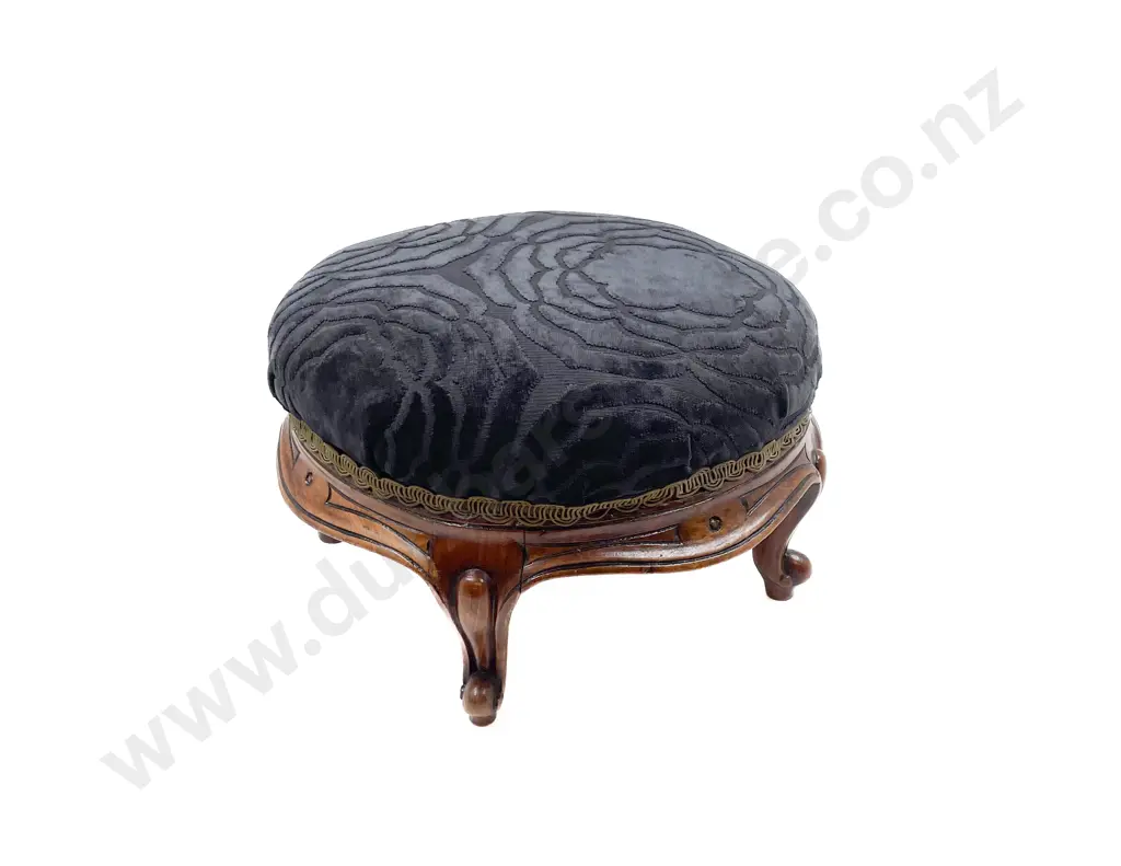 Small Vict Walnut Circular Footstool Image 1++