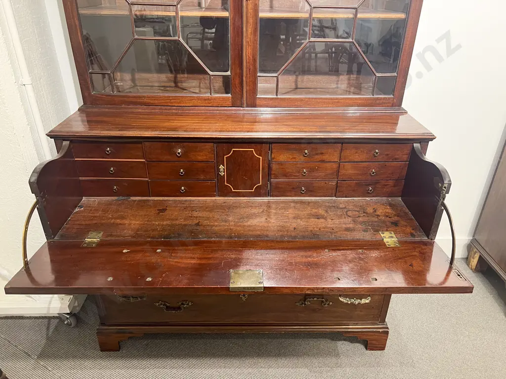 Geo III Mahogany Secretaire Bookcase Image 1++