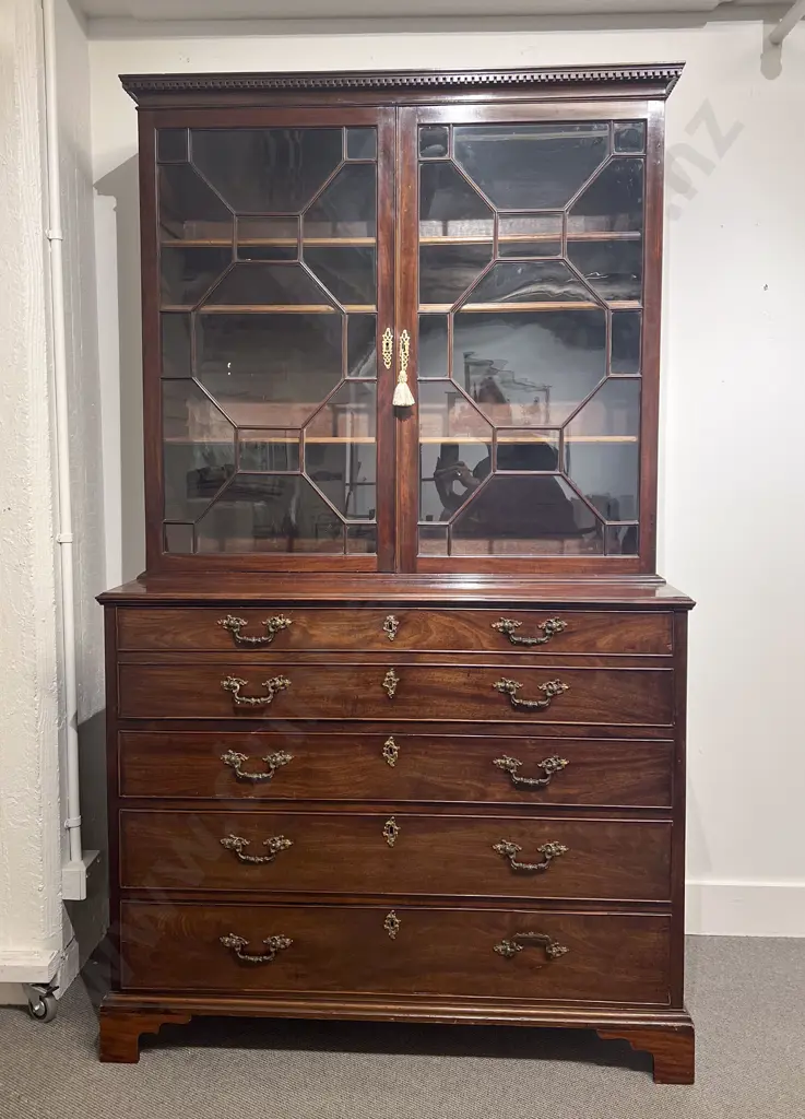 Geo III Mahogany Secretaire Bookcase Image 1++