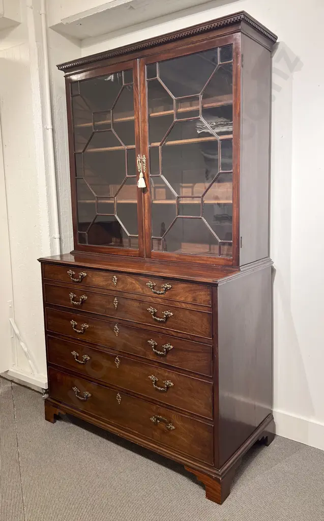 Geo III Mahogany Secretaire Bookcase Image 1++